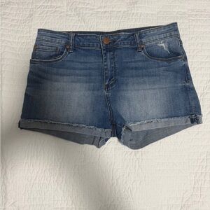See Thru Soul Women's Faded Blue Denim Roll-Hem Shorts